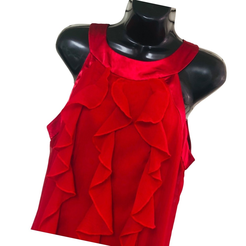 Y2K Vintage‎ Red Ruffle Halter Dress Cocktail Date Fairy Coquette Womens 12
